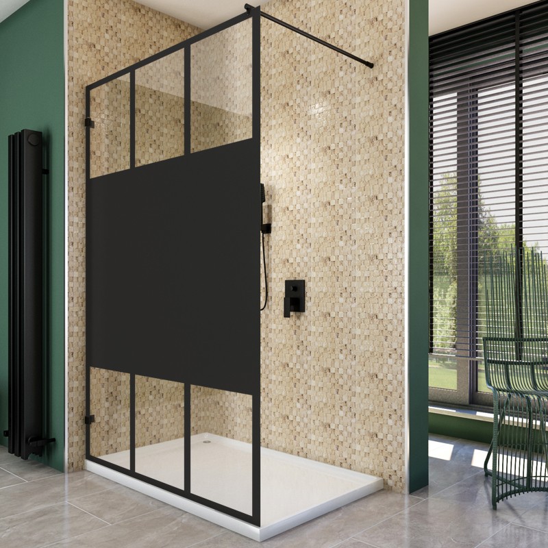 Walk In Dusche - Amora-01 - Duschwand - Schwarz - Loft 4 Walk In Dusche - Amora-01 - Duschwand - Schwarz - Loft 4