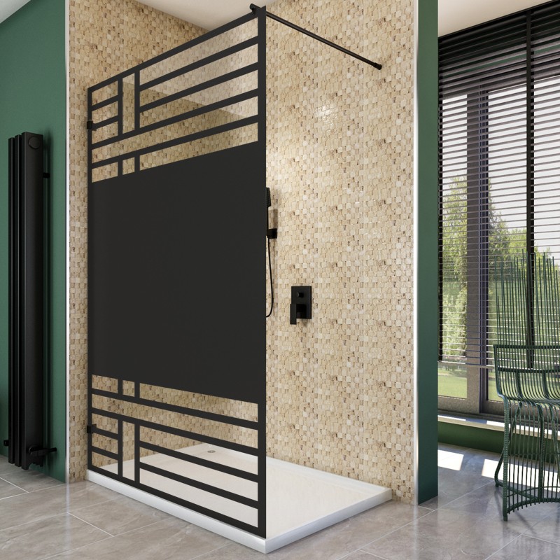 Walk In Dusche - Amora-01 - Duschwand - Schwarz - Loft 5 Walk In Dusche - Amora-01 - Duschwand - Schwarz - Loft 5