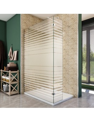 Walk In Dusche  - Almada 03 - Duschwand - Chrom - Stripes