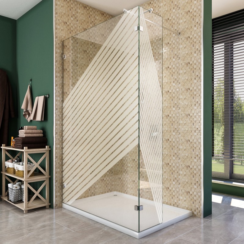 Walk In Dusche  - Almada-03 - Duschwand - Chrom - Bevels