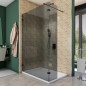 Walk In Dusche - Amora-03 - Duschwand - Schwarz - Grauglas Walk In Dusche - Amora-03 - Duschwand - Schwarz - Grauglas
