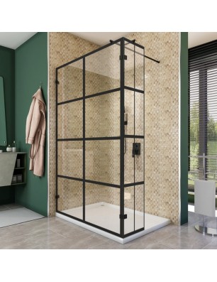 Walk In Dusche  - Amora 03 - Duschwand - Schwarz - Loft 2