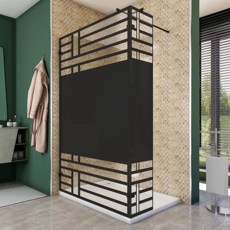 Walk In Dusche - Amora-03 - Duschwand - Schwarz - Loft 5 Walk In Dusche - Amora-03 - Duschwand - Schwarz - Loft 5