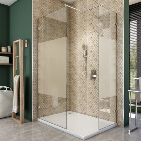 Walk In Dusche - Almada 04 - Duschwand - Chrom - Blinds