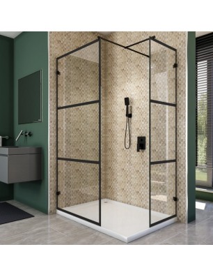 Walk In Dusche  - Amora 04 - Duschwand - Schwarz - Loft 1
