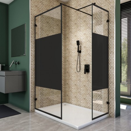 Walk In Dusche - Amora 04 - Duschwand - Schwarz - Loft 3