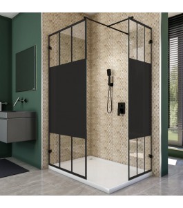 Walk In Dusche - Amora 04 - Duschwand - Schwarz - Loft 4