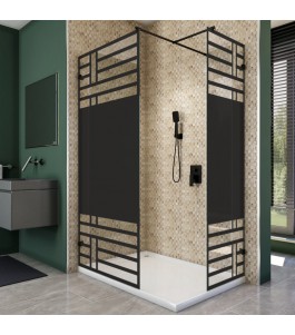 Walk In Dusche - Amora 04 - Duschwand - Schwarz - Loft 5