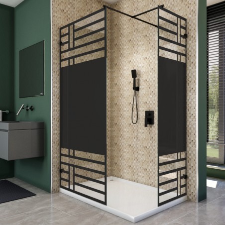 Walk In Dusche - Amora 04 - Duschwand - Schwarz - Loft 5