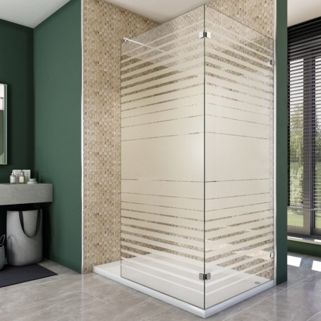 Walk In Dusche - Almada 05 - Duschwand - Chrom - Stripes