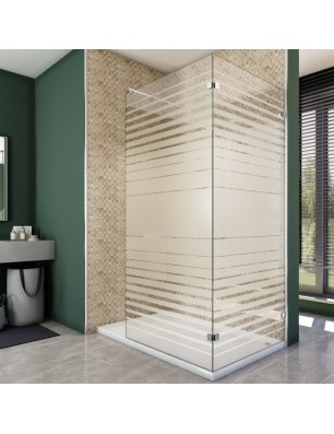 Walk In Dusche  - Almada 05 - Duschwand - Chrom - Stripes