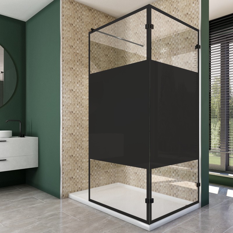 Walk In Dusche - Amora-05 - Duschwand - Schwarz - Loft 3 Walk In Dusche - Amora-05 - Duschwand - Schwarz - Loft 3