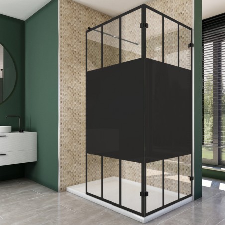 Walk In Dusche - Amora 05 - Duschwand - Schwarz - Loft 4