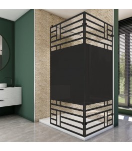 Walk In Dusche - Amora 05 - Duschwand - Schwarz - Loft 5