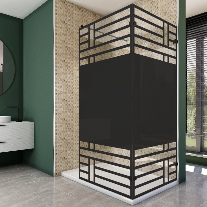 Walk In Dusche - Amora-05 - Duschwand - Schwarz - Loft 5 Walk In Dusche - Amora-05 - Duschwand - Schwarz - Loft 5