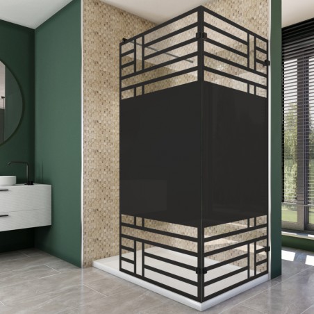 Walk In Dusche - Amora 05 - Duschwand - Schwarz - Loft 5