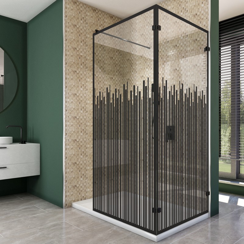 Walk In Dusche - Amora-05 - Duschwand - Schwarz - Loft 6 Walk In Dusche - Amora-05 - Duschwand - Schwarz - Loft 6