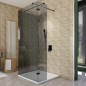 Walk In Dusche  - Amora-07 - Duschwand - Schwarz - Grauglas