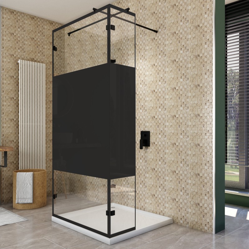 Walk In Dusche - Amora-07 - Duschwand - Schwarz - Loft 3 Walk In Dusche - Amora-07 - Duschwand - Schwarz - Loft 3