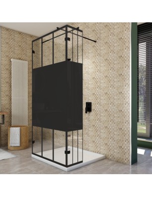Walk In Dusche  - Amora 07 - Duschwand - Schwarz - Loft 4