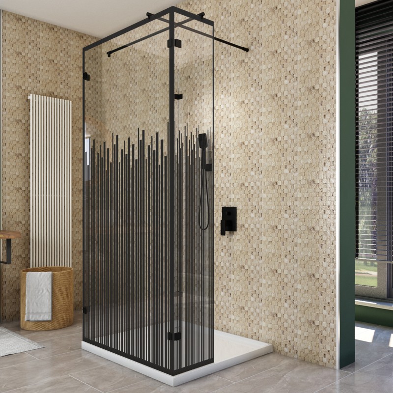 Walk In Dusche - Amora-07 - Duschwand - Schwarz - Loft 6 Walk In Dusche - Amora-07 - Duschwand - Schwarz - Loft 6