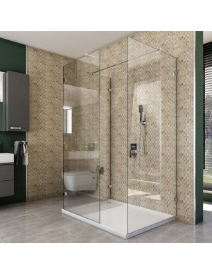 Walk In Dusche  - Almada 08 - Duschwand - Chrom - Klarglas
