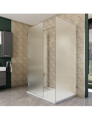 Walk In Dusche  - Almada 08 - Duschwand - Chrom - Satino