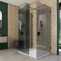 Walk In Dusche - Amora-08 - Duschwand - Schwarz - Grauglas Walk In Dusche - Amora-08 - Duschwand - Schwarz - Grauglas