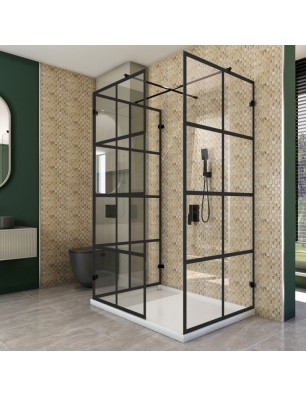 Walk In Dusche  - Amora 08 - Duschwand - Schwarz - Loft 2