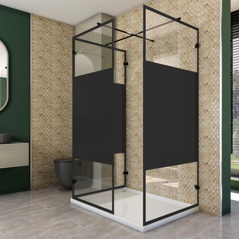 Walk In Dusche - Amora-08 - Duschwand - Schwarz - Loft 3 Walk In Dusche - Amora-08 - Duschwand - Schwarz - Loft 3