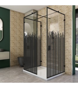 Walk In Dusche - Amora 08 - Duschwand - Schwarz - Loft 6