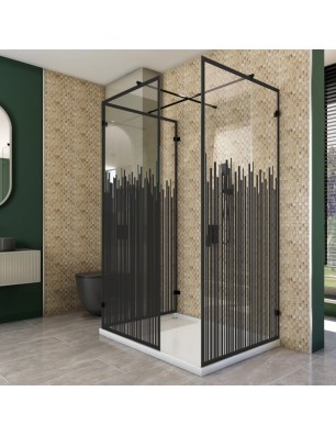 Walk In Dusche  - Amora 08 - Duschwand - Schwarz - Loft 6