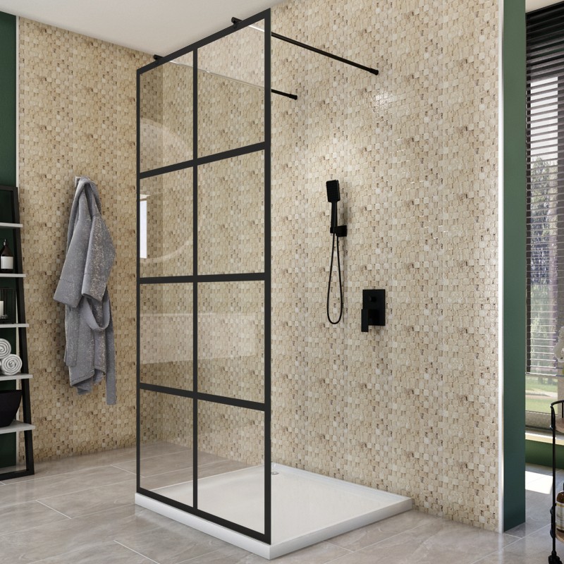 Walk In Dusche - Amora-09 - Duschwand - Schwarz - Loft 2 Walk In Dusche - Amora-09 - Duschwand - Schwarz - Loft 2