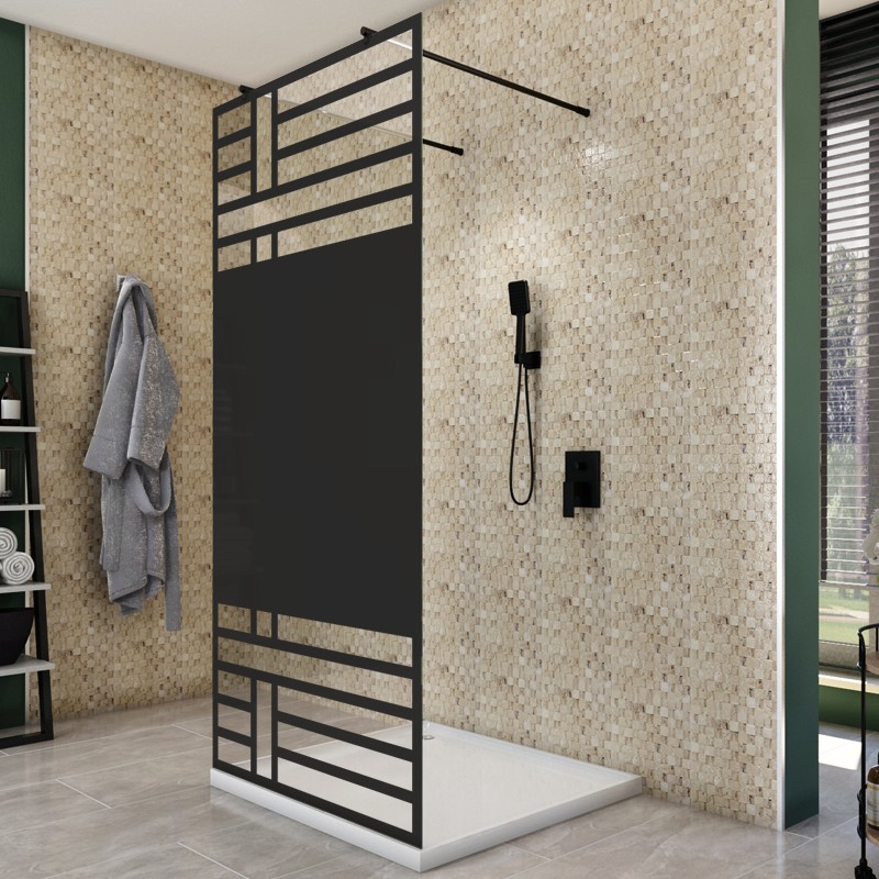 Walk In Dusche - Amora-09 - Duschwand - Schwarz - Loft 5 Walk In Dusche - Amora-09 - Duschwand - Schwarz - Loft 5