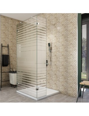 Walk In Dusche  - Almada 10 - Duschwand - Chrom - Stripes