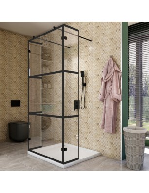 Walk In Dusche  - Amora 10 - Duschwand - Schwarz - Loft 1