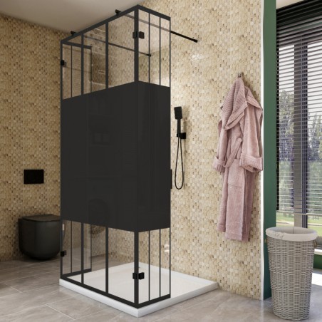 Walk In Dusche - Amora 10 - Duschwand - Schwarz - Loft 4