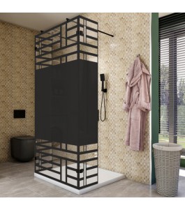 Walk In Dusche - Amora 10 - Duschwand - Schwarz - Loft 5