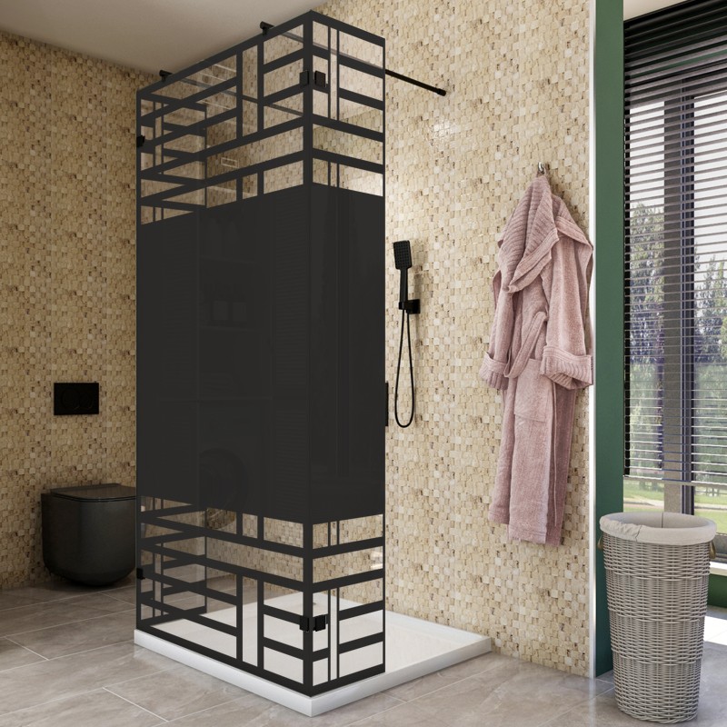 Walk In Dusche - Amora-10 - Duschwand - Schwarz - Loft 5 Walk In Dusche - Amora-10 - Duschwand - Schwarz - Loft 5
