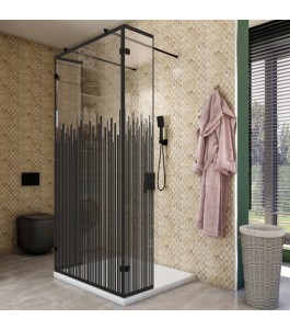 Walk In Dusche - Amora 10 - Duschwand - Schwarz - Loft 6