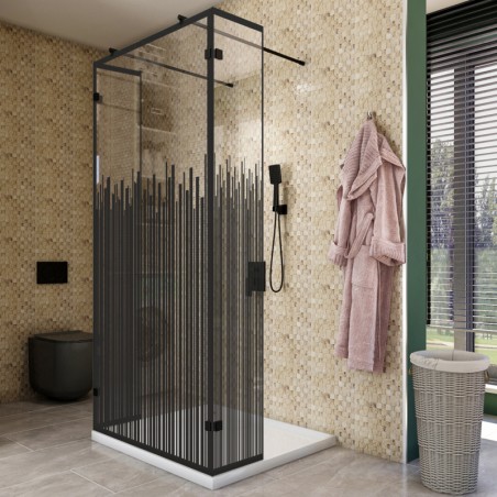 Walk In Dusche - Amora 10 - Duschwand - Schwarz - Loft 6