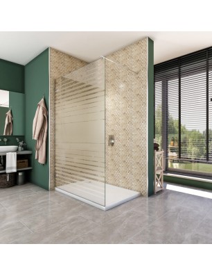 Walk In Dusche  - Almada 01 - Duschwand - Chrom - Stripes