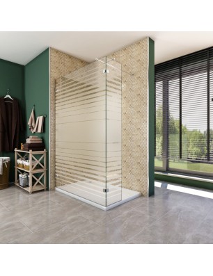 Walk In Dusche  - Almada 03 - Duschwand - Chrom - Stripes