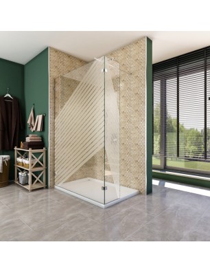 Walk In Dusche  - Almada 03 - Duschwand - Chrom - Bevels