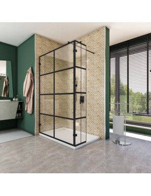 Walk In Dusche  - Amora 03 - Duschwand - Schwarz - Loft 2