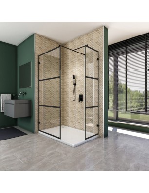 Walk In Dusche  - Amora 04 - Duschwand - Schwarz - Loft 1