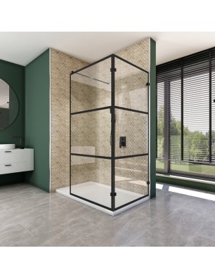 Walk In Dusche  - Amora 05 - Duschwand - Schwarz - Loft 1