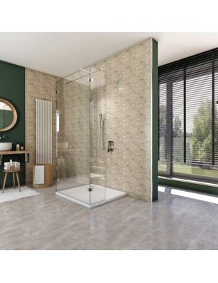 Walk In Dusche  - Almada 07 - Duschwand - Chrom - Klarglas