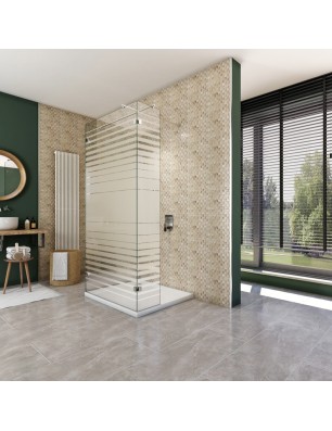 Walk In Dusche  - Almada 07 - Duschwand - Chrom - Stripes