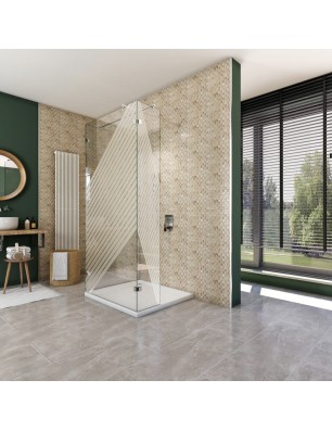 Walk In Dusche  - Almada 07 - Duschwand - Chrom - Bevels